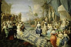 An Elegant Company in an Interior with a Matrimonial Dispute-Hieronymus Janssens-Giclee Print