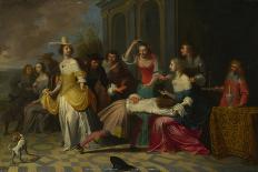 An Elegant Company in an Interior with a Matrimonial Dispute-Hieronymus Janssens-Giclee Print