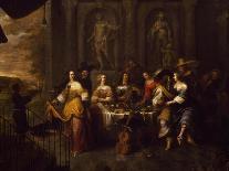 An Elegant Company in an Interior with a Matrimonial Dispute-Hieronymus Janssens-Giclee Print