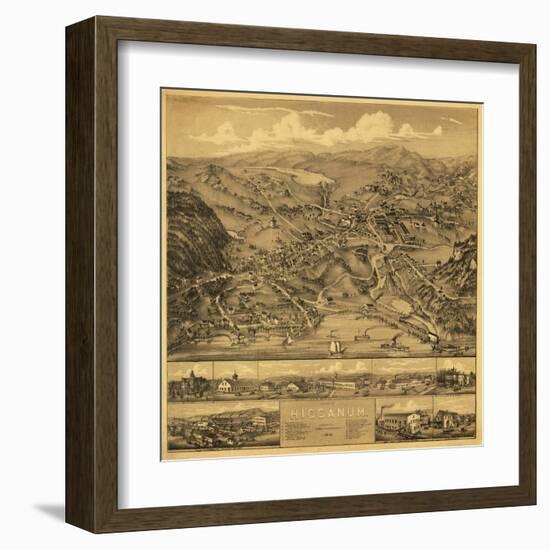 Higganum, Connecticut - Panoramic Map-Lantern Press-Framed Art Print