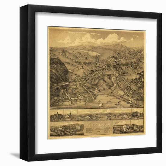 Higganum, Connecticut - Panoramic Map-Lantern Press-Framed Art Print