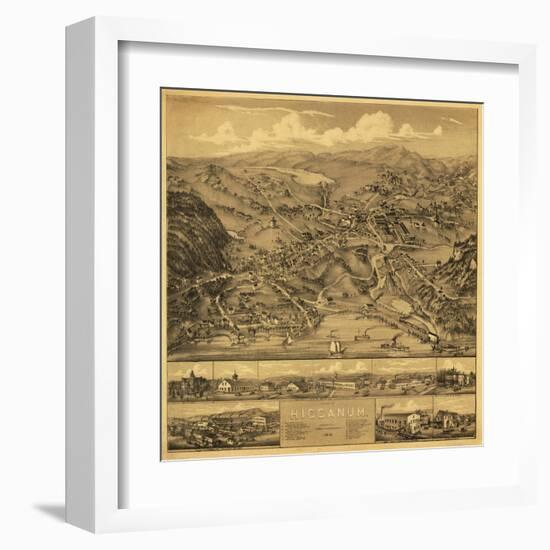 Higganum, Connecticut - Panoramic Map-Lantern Press-Framed Art Print