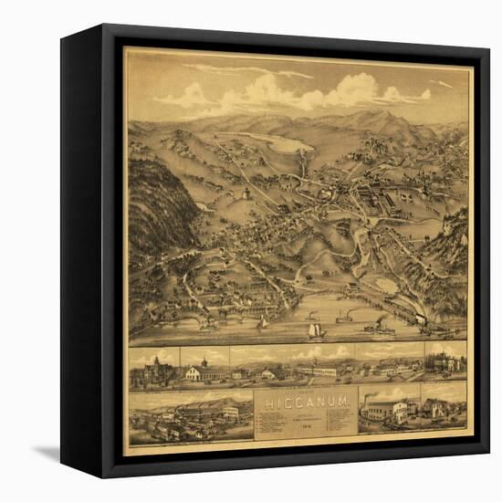 Higganum, Connecticut - Panoramic Map-Lantern Press-Framed Stretched Canvas