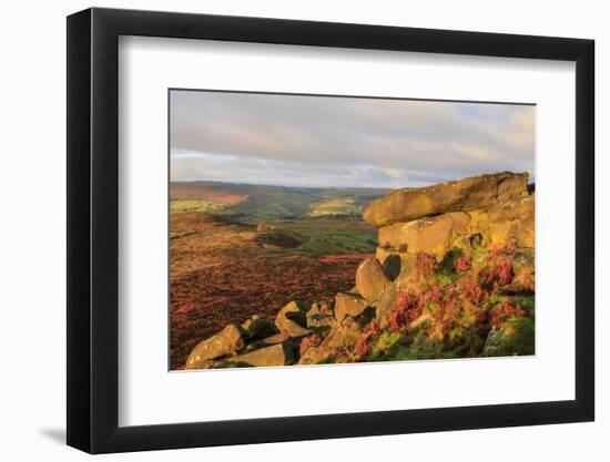 Higger Tor and Hathersage Moor, autumn sunrise, Peak District National Park, Derbyshire, England, U-Eleanor Scriven-Framed Photographic Print