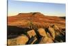 Higger Tor, autumn sunrise, Hathersage Moor, from Carl Wark Hill Fort, Peak District National Park,-Eleanor Scriven-Stretched Canvas