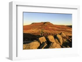 Higger Tor, autumn sunrise, Hathersage Moor, from Carl Wark Hill Fort, Peak District National Park,-Eleanor Scriven-Framed Photographic Print