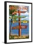 Higgins Lake, Michigan - Sign Post-Lantern Press-Framed Art Print