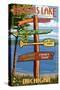 Higgins Lake, Michigan - Sign Post-Lantern Press-Stretched Canvas