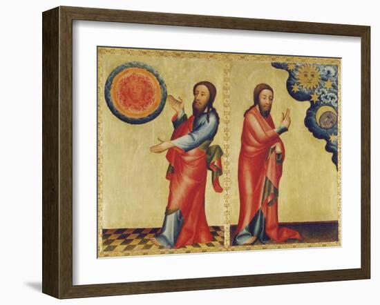 High Altar of St. Peter's in Hamburg: Division of Waters and Creation of the Sun, Moon and Stars-Master Bertram of Minden-Framed Giclee Print