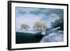 High Angle of Mother Polar Bear and Cub Walking on Ice Floe in Arctic Ocean North of Svalbard Norwa-FloridaStock-Framed Photographic Print