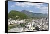 High Angle View from Monchsberg Mountain over the Old Town of Salzburg-Markus Lange-Framed Stretched Canvas