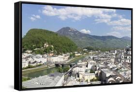 High Angle View from Monchsberg Mountain over the Old Town of Salzburg-Markus Lange-Framed Stretched Canvas