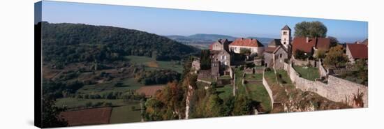 High Angle View of a Castle, Chateau Chalon, Jura, Franche-Comte, France-null-Stretched Canvas