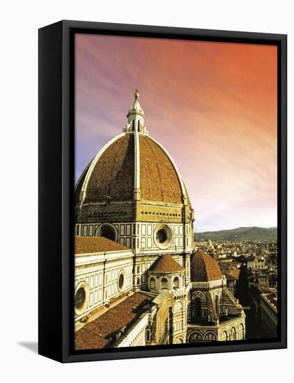 High Angle View of a Cathedral, Duomo Santa Maria Del Fiore, at Sunset Florence, Tuscany, Italy-Miva Stock-Framed Stretched Canvas