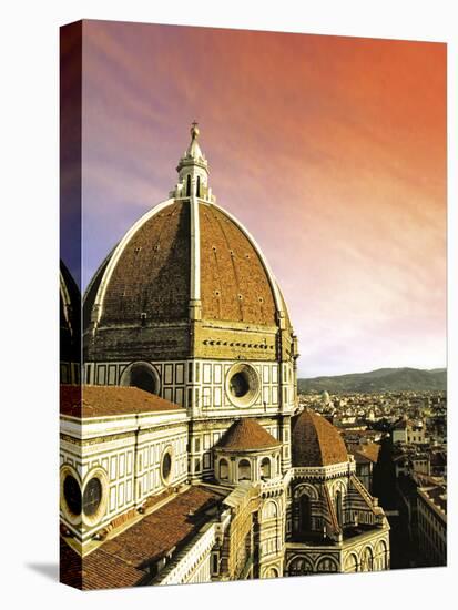 High Angle View of a Cathedral, Duomo Santa Maria Del Fiore, at Sunset Florence, Tuscany, Italy-Miva Stock-Stretched Canvas