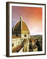 High Angle View of a Cathedral, Duomo Santa Maria Del Fiore, at Sunset Florence, Tuscany, Italy-Miva Stock-Framed Premium Photographic Print