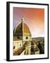 High Angle View of a Cathedral, Duomo Santa Maria Del Fiore, at Sunset Florence, Tuscany, Italy-Miva Stock-Framed Premium Photographic Print