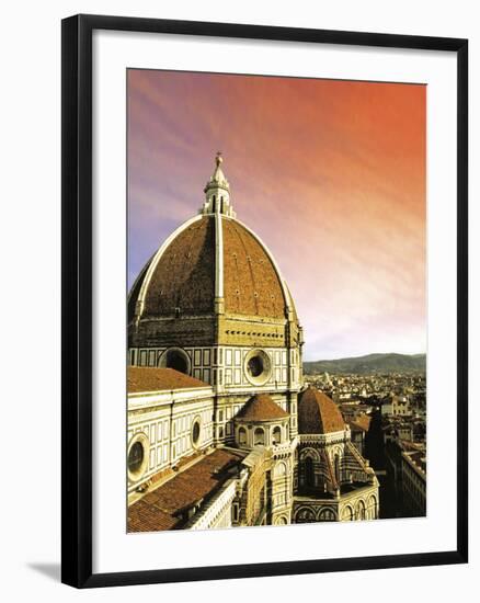 High Angle View of a Cathedral, Duomo Santa Maria Del Fiore, at Sunset Florence, Tuscany, Italy-Miva Stock-Framed Photographic Print