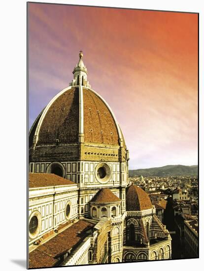 High Angle View of a Cathedral, Duomo Santa Maria Del Fiore, at Sunset Florence, Tuscany, Italy-Miva Stock-Mounted Photographic Print