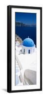 High Angle View of a Church with Blue Dome, Oia, Santorini, Cyclades Islands, Greece-null-Framed Photographic Print