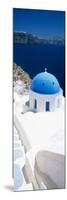 High Angle View of a Church with Blue Dome, Oia, Santorini, Cyclades Islands, Greece-null-Mounted Photographic Print
