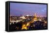 High Angle View of a City at Dusk, Edinburgh, Scotland-null-Framed Stretched Canvas