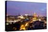 High Angle View of a City at Dusk, Edinburgh, Scotland-null-Stretched Canvas