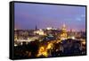High Angle View of a City at Dusk, Edinburgh, Scotland-null-Framed Stretched Canvas