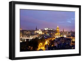 High Angle View of a City at Dusk, Edinburgh, Scotland-null-Framed Photographic Print