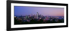 High Angle View of a City at Sunrise, Seattle, Mt Rainier, King County, Washington State, USA 2013-null-Framed Photographic Print