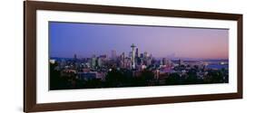 High Angle View of a City at Sunrise, Seattle, Mt Rainier, King County, Washington State, USA 2013-null-Framed Photographic Print