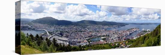 High Angle View of a City, Bergen, Hordaland County, Norway-null-Stretched Canvas