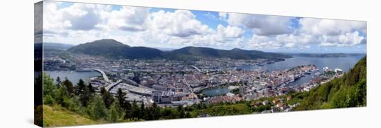 High Angle View of a City, Bergen, Hordaland County, Norway-null-Stretched Canvas