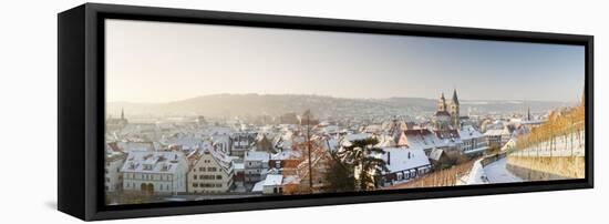 High Angle View of a City in Winter, Esslingen Am Neckar, Baden-Wurttemberg, Germany-null-Framed Stretched Canvas