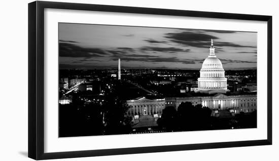 High Angle View of a City Lit Up at Dusk, Washington Dc, USA-null-Framed Premium Photographic Print