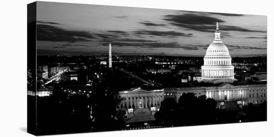 High Angle View of a City Lit Up at Dusk, Washington Dc, USA-null-Stretched Canvas