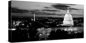 High Angle View of a City Lit Up at Dusk, Washington Dc, USA-null-Stretched Canvas