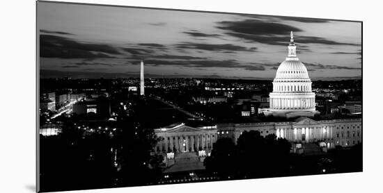 High Angle View of a City Lit Up at Dusk, Washington Dc, USA-null-Mounted Photographic Print