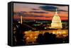 High angle view of a city lit up at dusk, Washington DC, USA-null-Framed Stretched Canvas