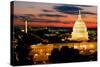 High angle view of a city lit up at dusk, Washington DC, USA-null-Stretched Canvas