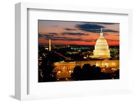 High angle view of a city lit up at dusk, Washington DC, USA-null-Framed Photographic Print