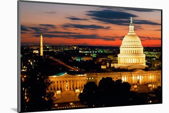High angle view of a city lit up at dusk, Washington DC, USA-null-Mounted Photographic Print