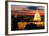 High angle view of a city lit up at dusk, Washington DC, USA-null-Framed Photographic Print