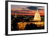 High angle view of a city lit up at dusk, Washington DC, USA-null-Framed Photographic Print