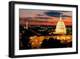 High angle view of a city lit up at dusk, Washington DC, USA-null-Framed Photographic Print