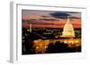 High angle view of a city lit up at dusk, Washington DC, USA-null-Framed Photographic Print