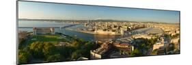 High Angle View of a City with Port, Marseille, Bouches-Du-Rhone, Provence-Alpes-Cote D'Azur-null-Mounted Photographic Print