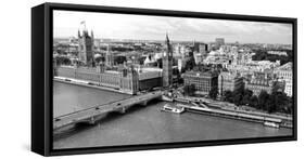 High Angle View of a Cityscape, Houses of Parliament, Thames River, City of Westminster-null-Framed Stretched Canvas