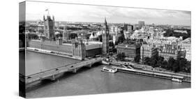 High Angle View of a Cityscape, Houses of Parliament, Thames River, City of Westminster-null-Stretched Canvas