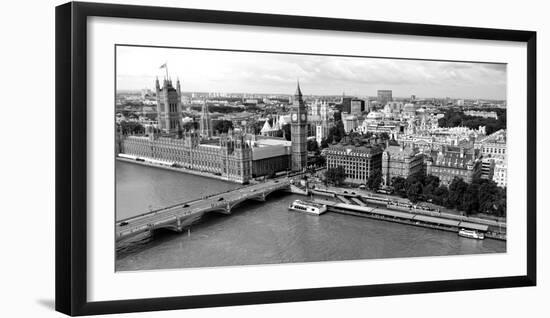 High Angle View of a Cityscape, Houses of Parliament, Thames River, City of Westminster-null-Framed Photographic Print